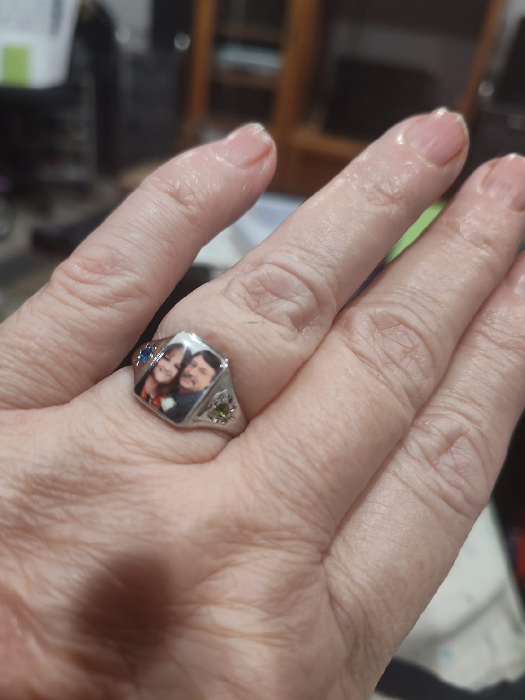 Customer photo review of Personalized Photo Birthstone Custom Ring