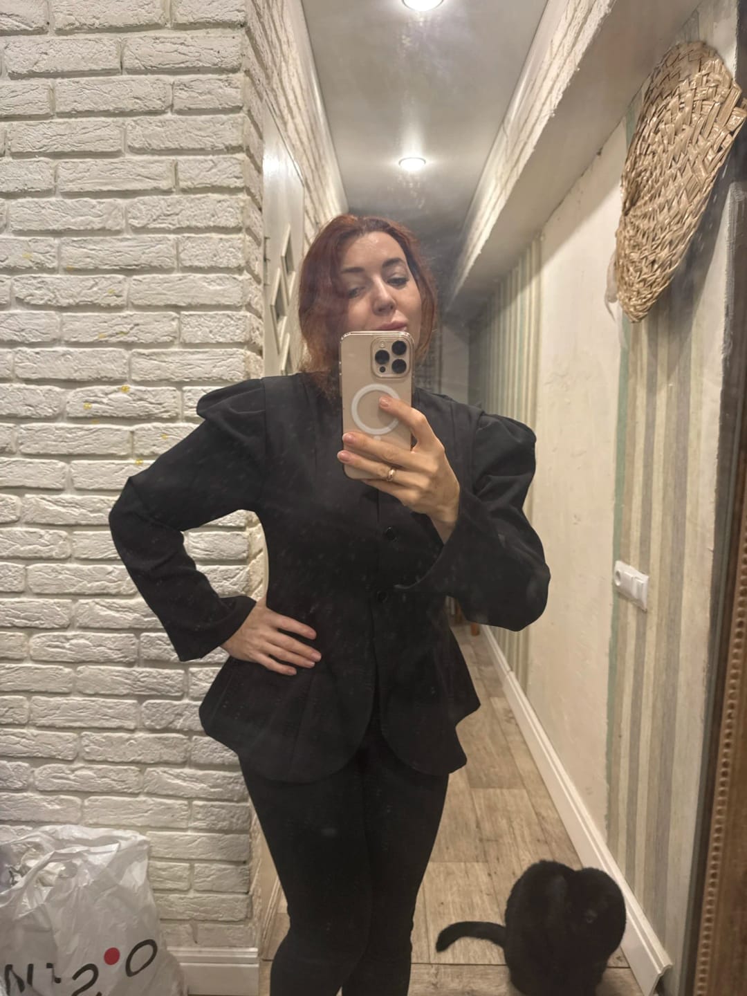 Customer photo review of Aira Stand Collar Flared Blazer