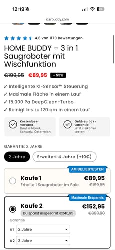 Customer photo review of HOME BUDDY –  3 in 1 Saugroboter mit Wischfunktion