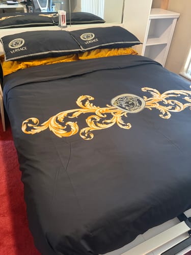 Customer photo review of Royal Black and Gold Versace bed set