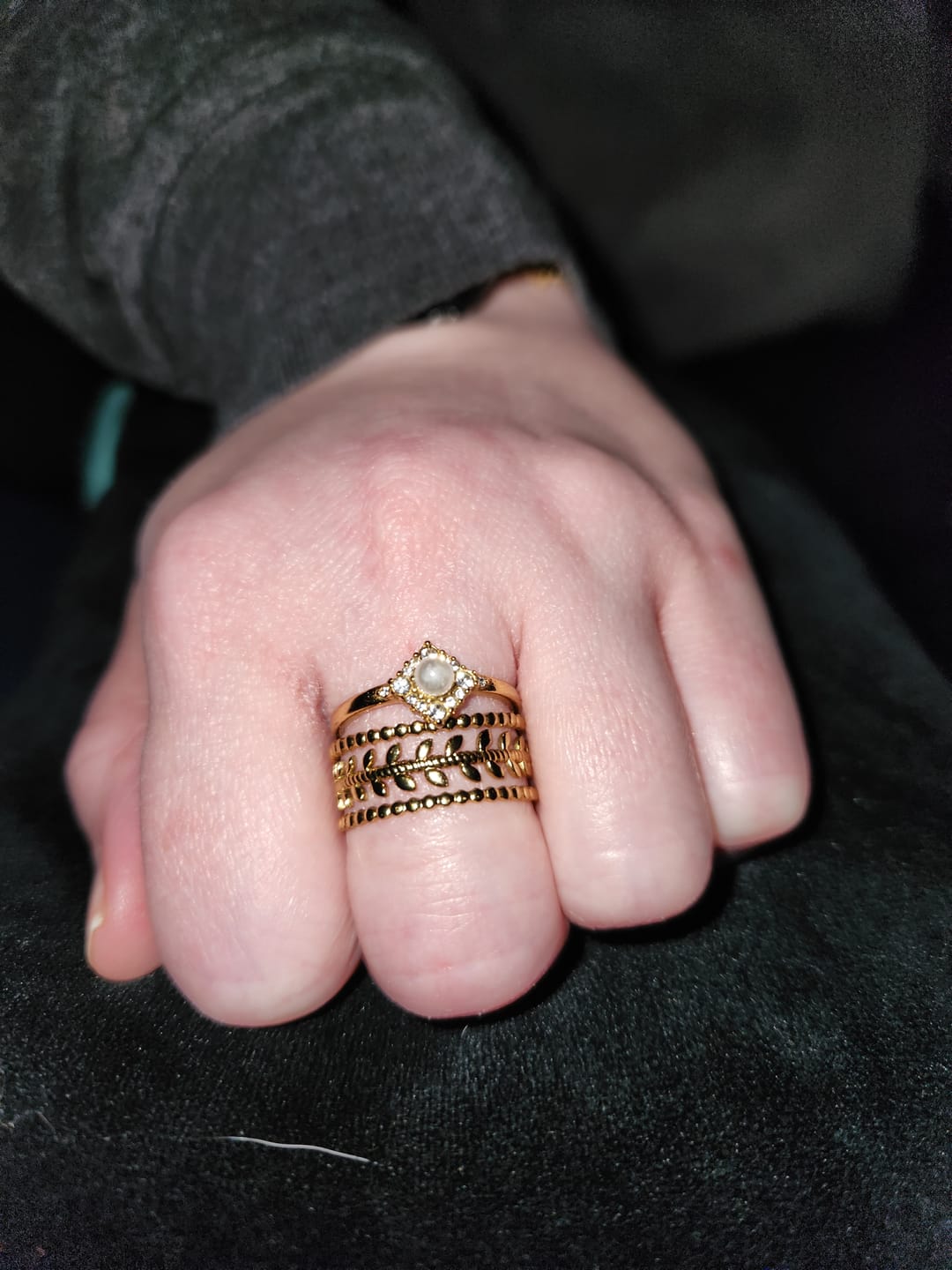 Customer photo review of Pearl & Crystal Eternity Ring