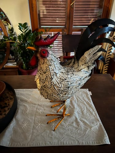 Customer photo review of Gallo Decorativo in Ferro Bicolore – H45 x L50 x P20 cm