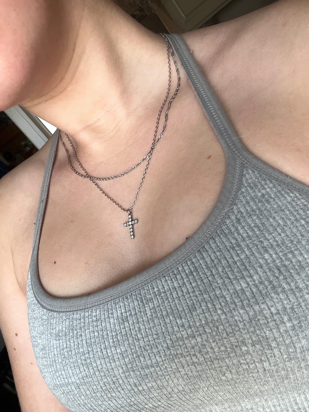 Customer photo review of Crossed Up Necklace