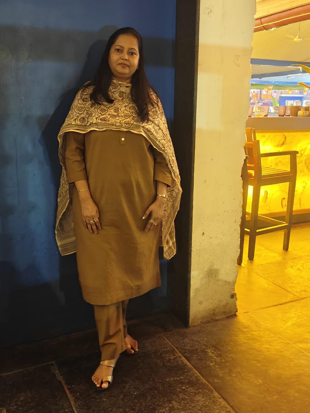 Customer photo review of Women Coffee Brown Airy Linen Long Kurta
