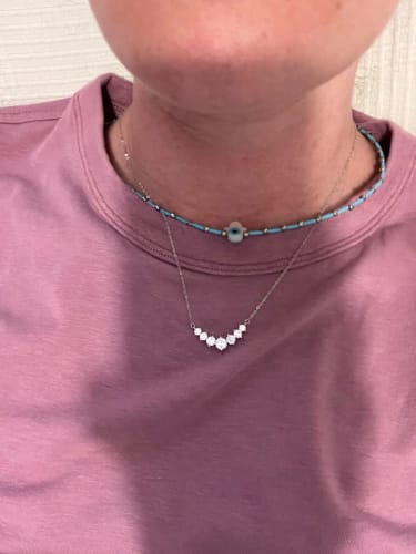 Customer photo review of Moissanite Necklace for Woman Wedding Fine Jewely with Certificates 925 Sterling Sliver Plated 18k White Gold Necklace