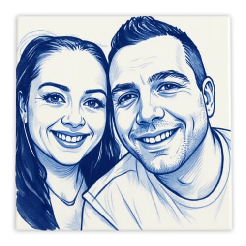 Customer photo review of Gepersonaliseerd Delfts Blauw Tegeltje – Upload Eigen Foto