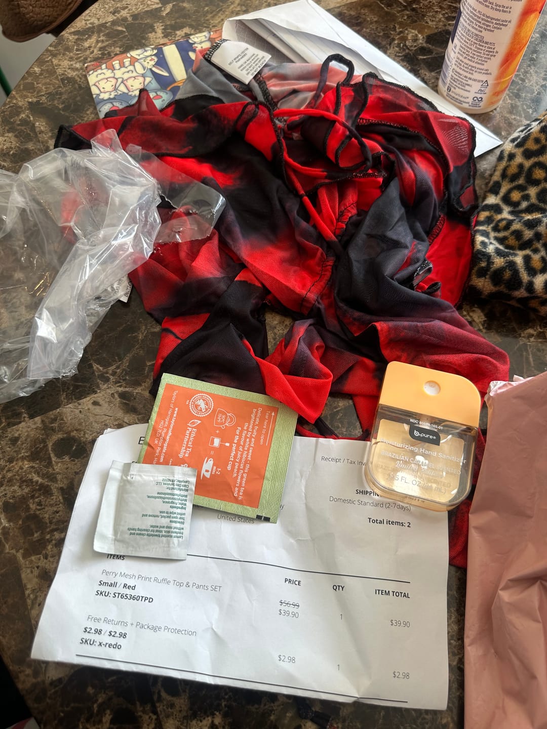 Customer photo review of Perry Mesh Print Ruffle Top & Pants SET
