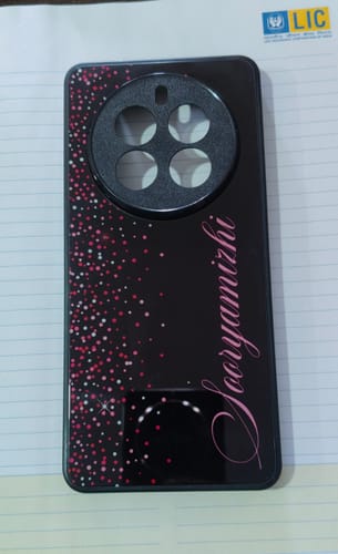 Customer photo review of Pink Glitter Customize Glass Case Cover For Realme/Narzo