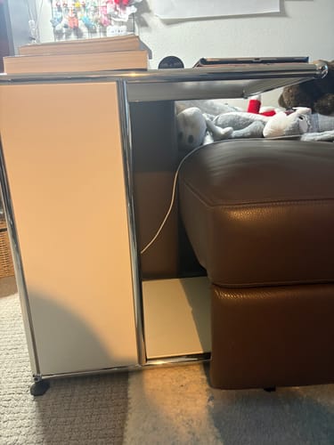 Customer photo review of Modular Rolling Side Table Chrome Frame with Storage Shelf