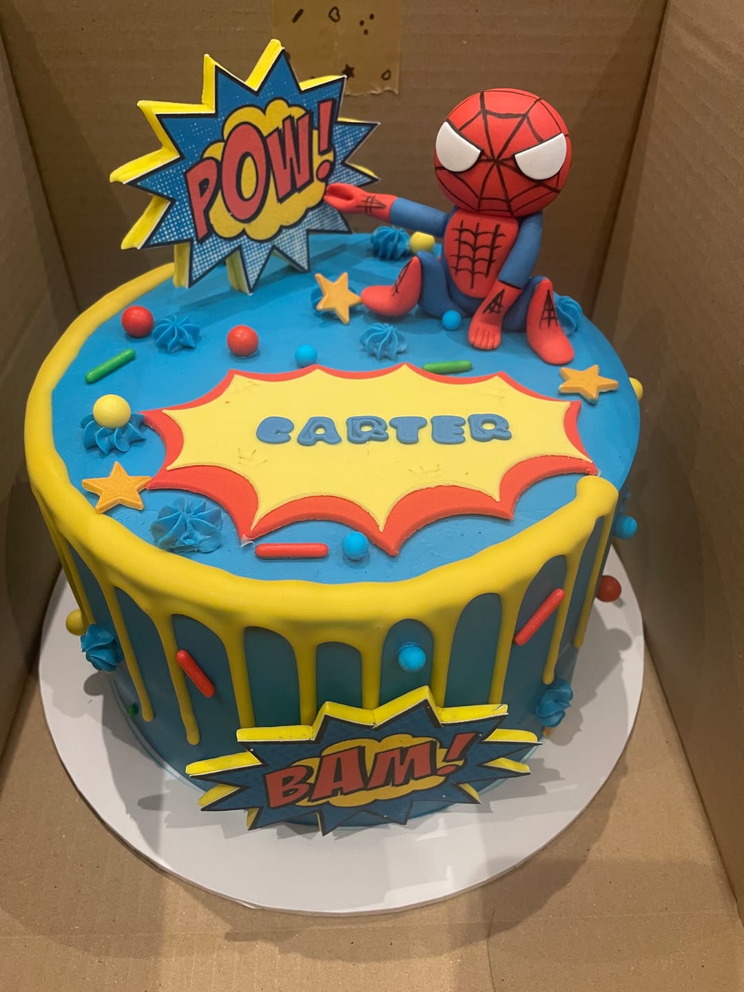 Customer photo review of Comic Book Superhero Cake