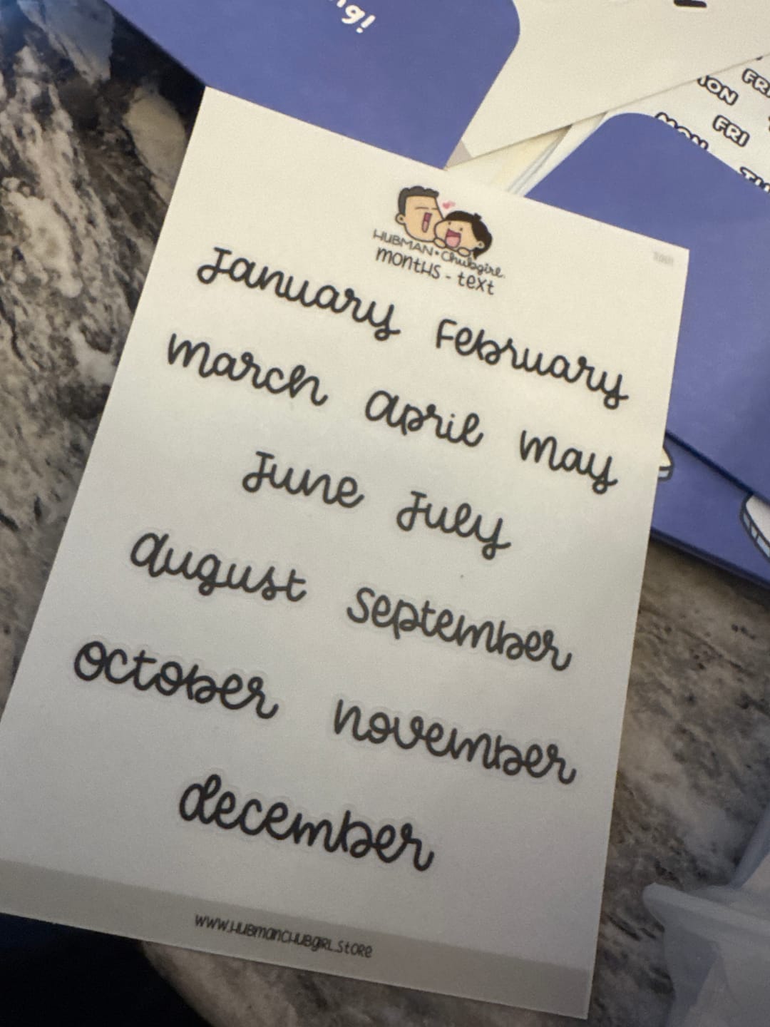 Customer photo review of Months Text Planner Stickers - Script