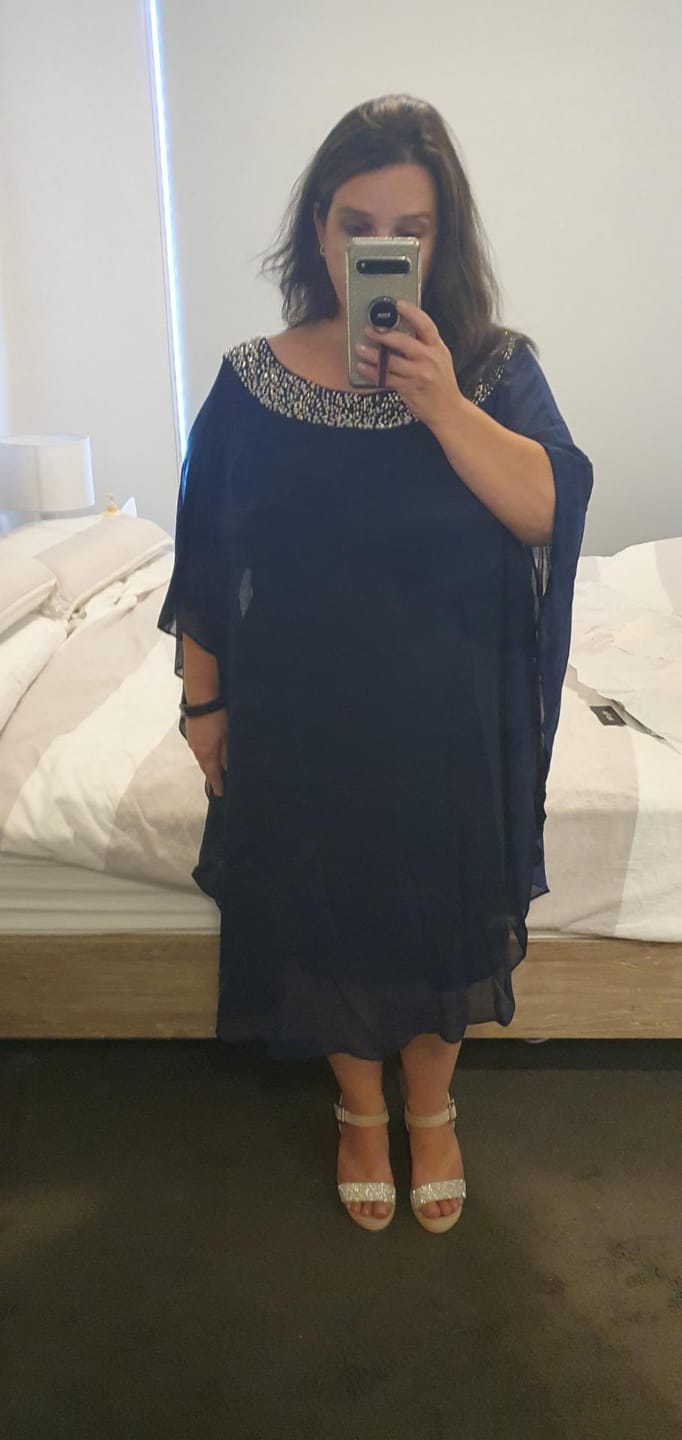 Customer photo review of Etan Navy Evening Dress