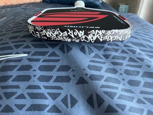 Customer photo review of White Graffiti Edge Tape (3 pack) - Pickleball Paddle Edge Tape