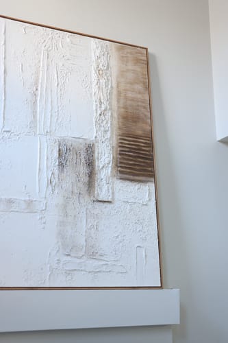 Customer photo review of Quiet Structure – Minimal Abstract Wall Art, Modern Neutral Canvas for Living Room