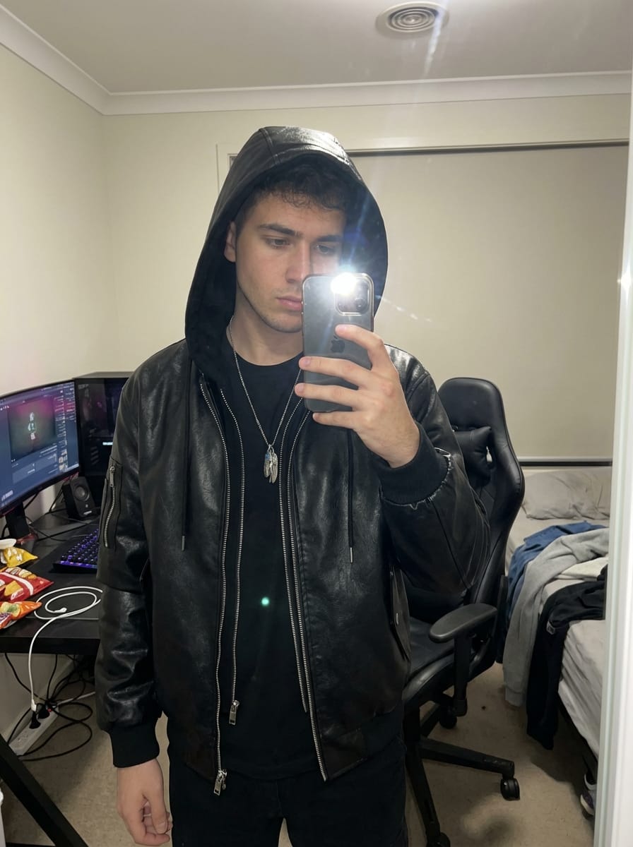 Customer photo review of Retro Distressed Washed PU Leather Cotton Jacket