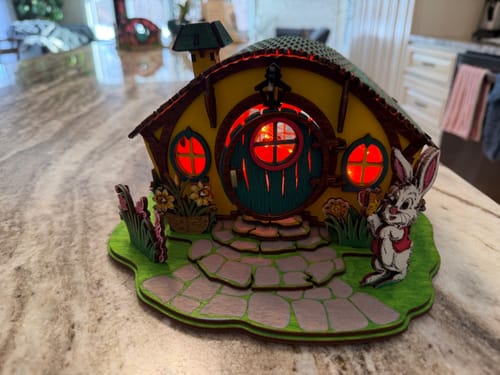 Customer photo review of Laser cut Bunny Easter house candle holder svg cutting file
