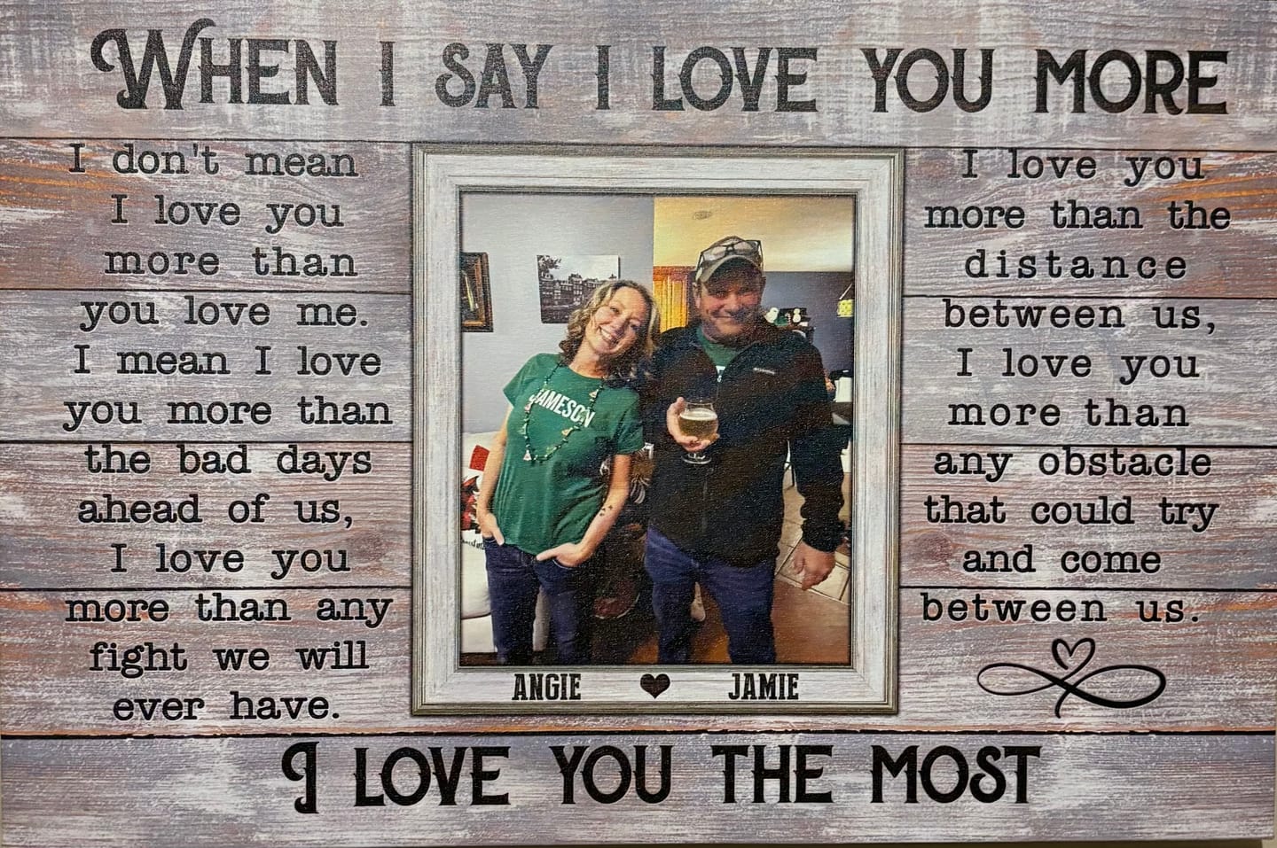 Customer photo review of Personalized Canvas Prints, Custom Photos, Loving Gift For Couple, Couple Gift, Anniversary Gift, When I Say I Love You More Dem Canvas