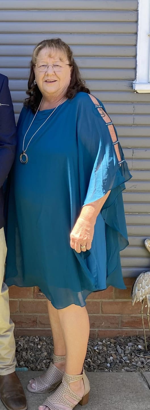 Customer photo review of Una Teal Evening Dress