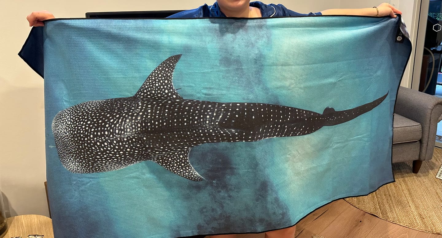 Customer photo review of Whale Shark Clarity | Ningaloo Reef - Beach Towel