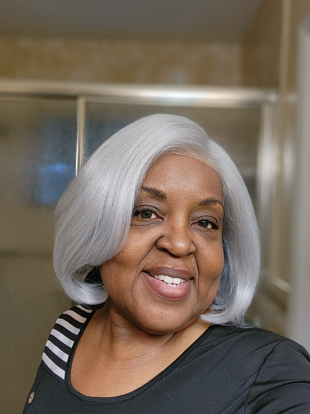Customer photo review of Sensationnel Chic Bob Glueless 5" Deep Part HD Lace Wig - BOB UNIT 8