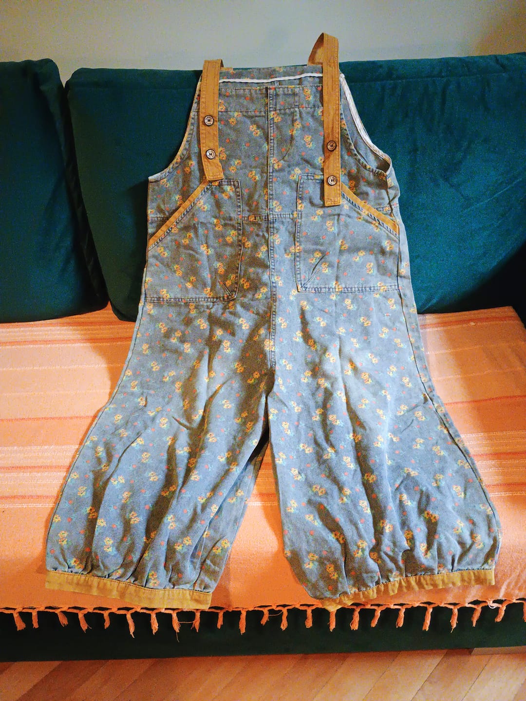 Customer photo review of Women Summer Casual Floral Denim Wide-leg Jumpsuits