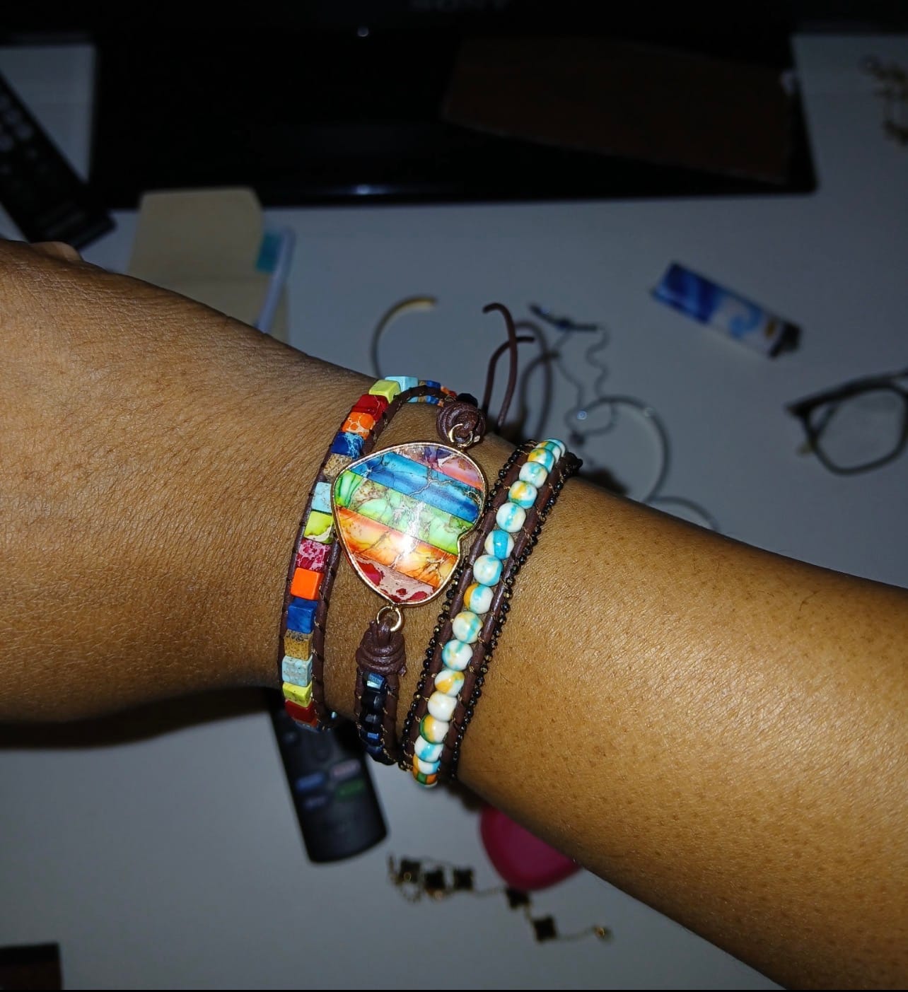 Customer photo review of Chakra Moonlight Protection Wrap Bracelet