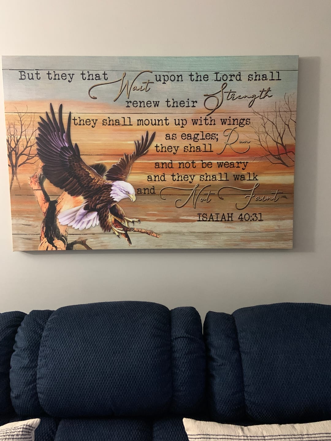 Customer photo review of They That Wait Upon The Lord Isaiah 40:31 Wall Art Canvas Print