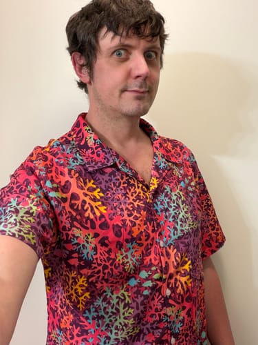Customer photo review of Science Marine Biology Rainbow Coral Button Up Shirt