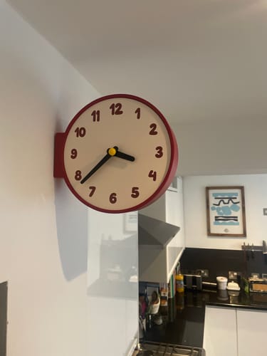 Customer photo review of Corner View Double-Sided Clock