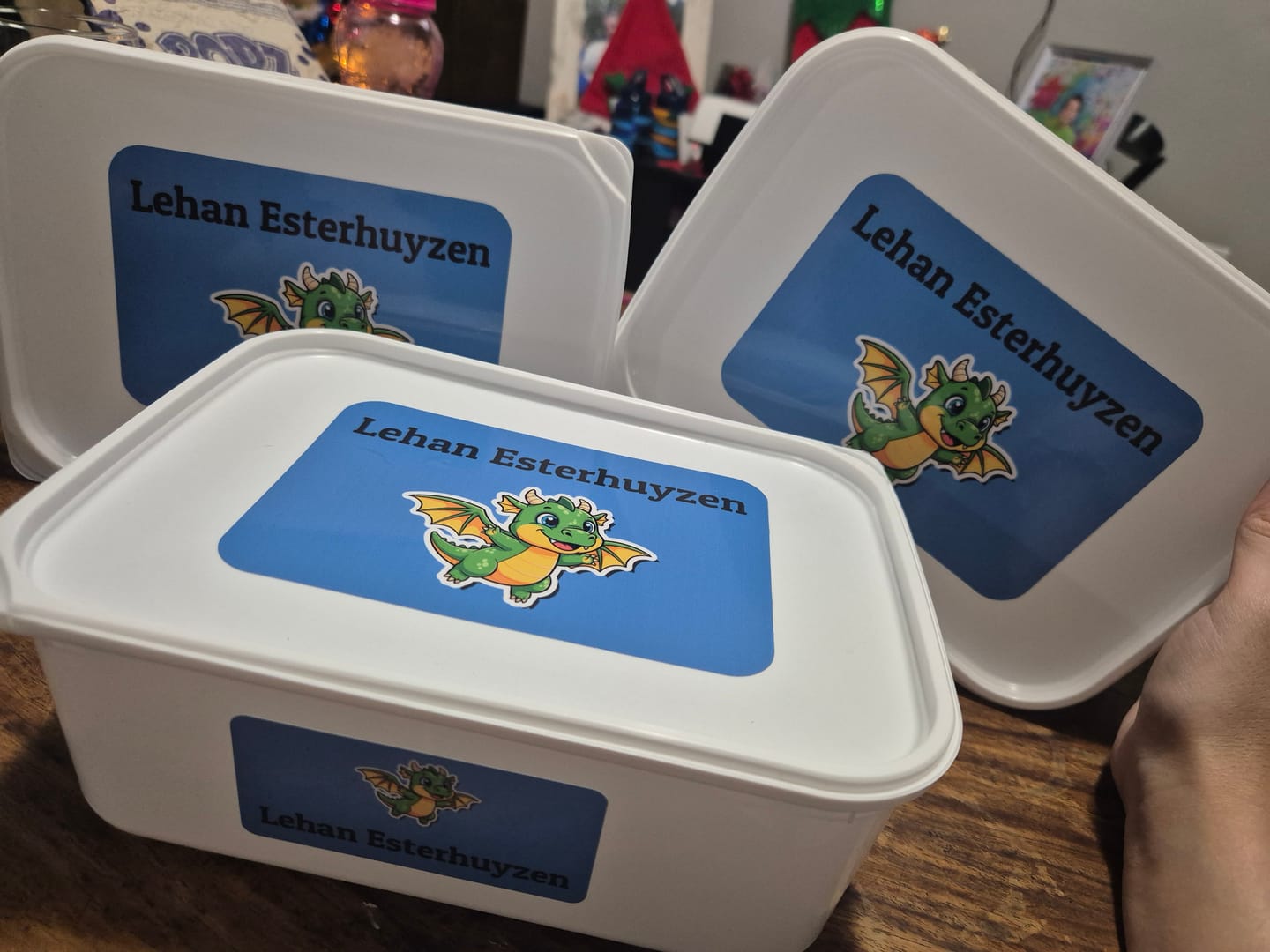 Customer photo review of Stationery Tub Labels - Customise your own