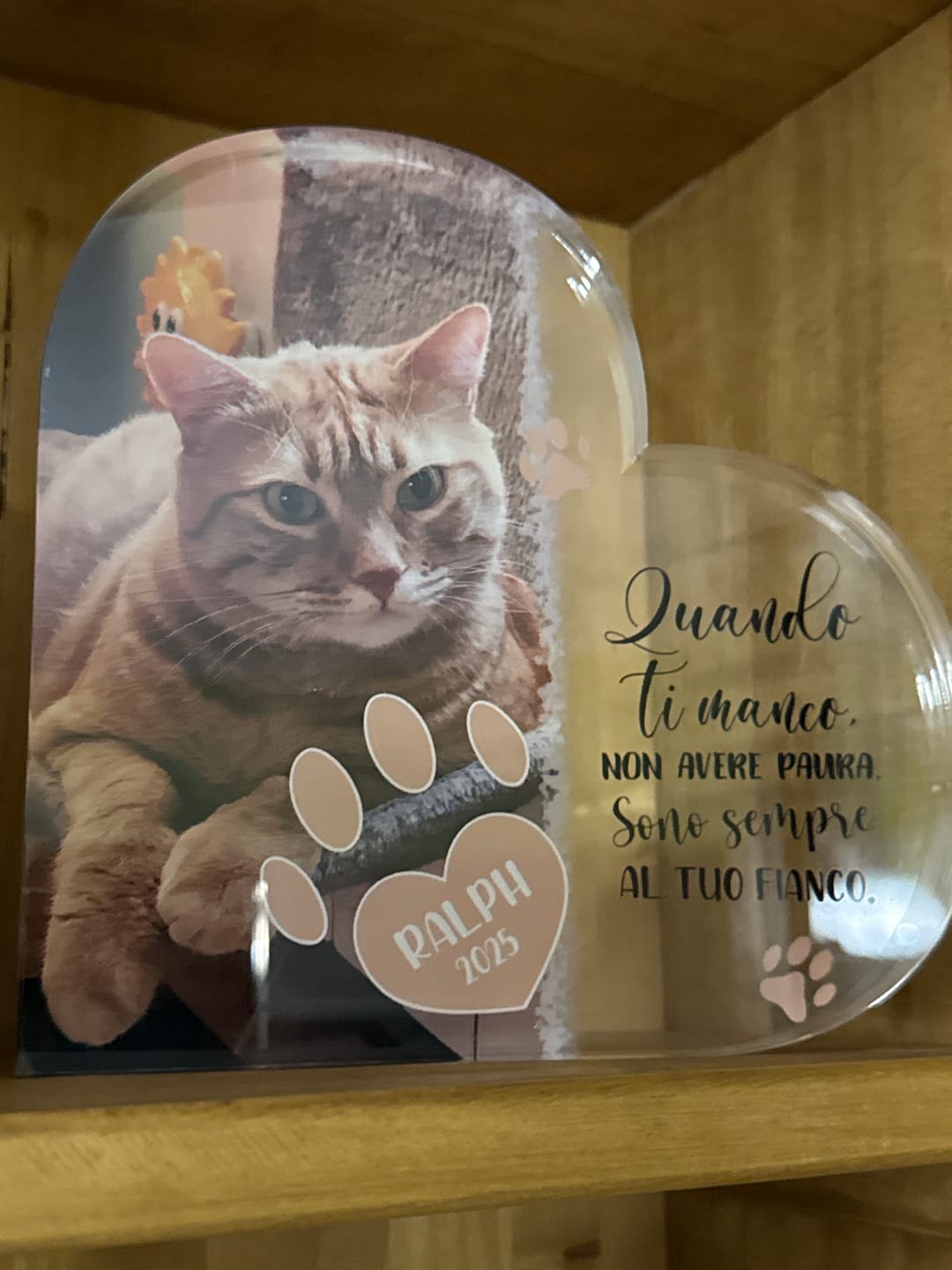 Customer photo review of Quando ti manco - Cuore in vetro personalizzato