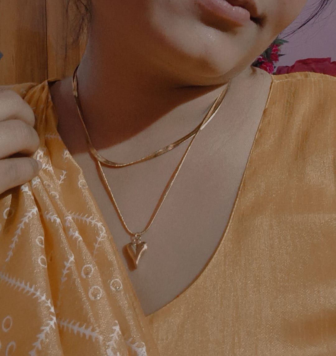 Customer photo review of Dual-Strand Heart Drop Pendant Necklace