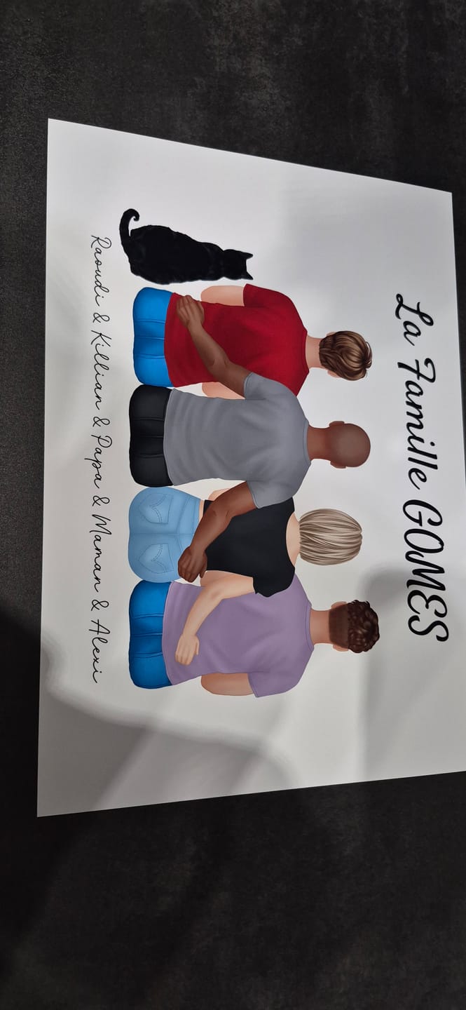 Customer photo review of Affiche Personnalisée - Famille Papa Maman Enfants & Animaux