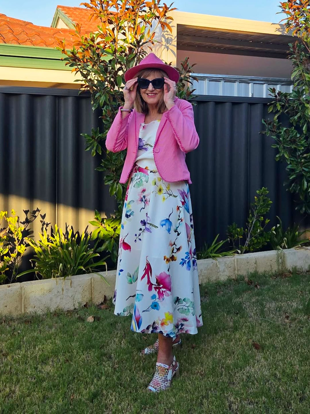 Customer photo review of Pandorea Viscose Dobby Yoke Skirt in Plume Blossom