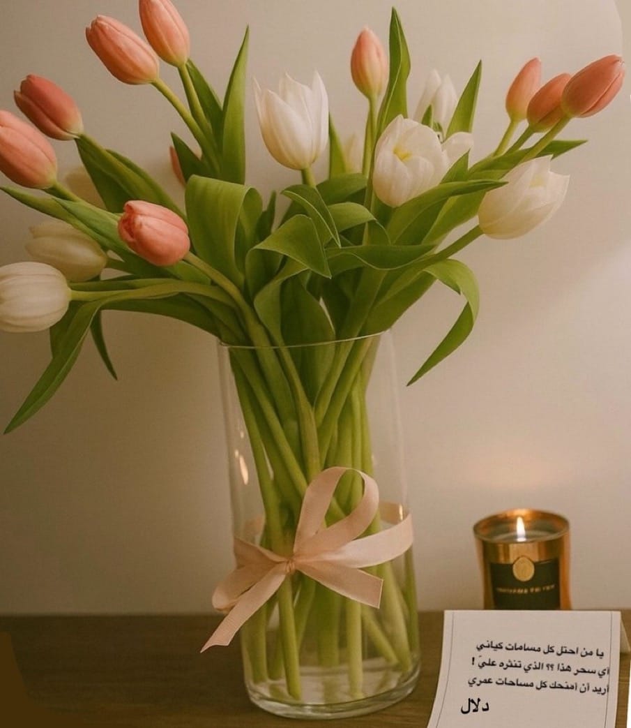 Customer photo review of White & Pink Tulips Hand Bouquet - 20 Fresh Flowers