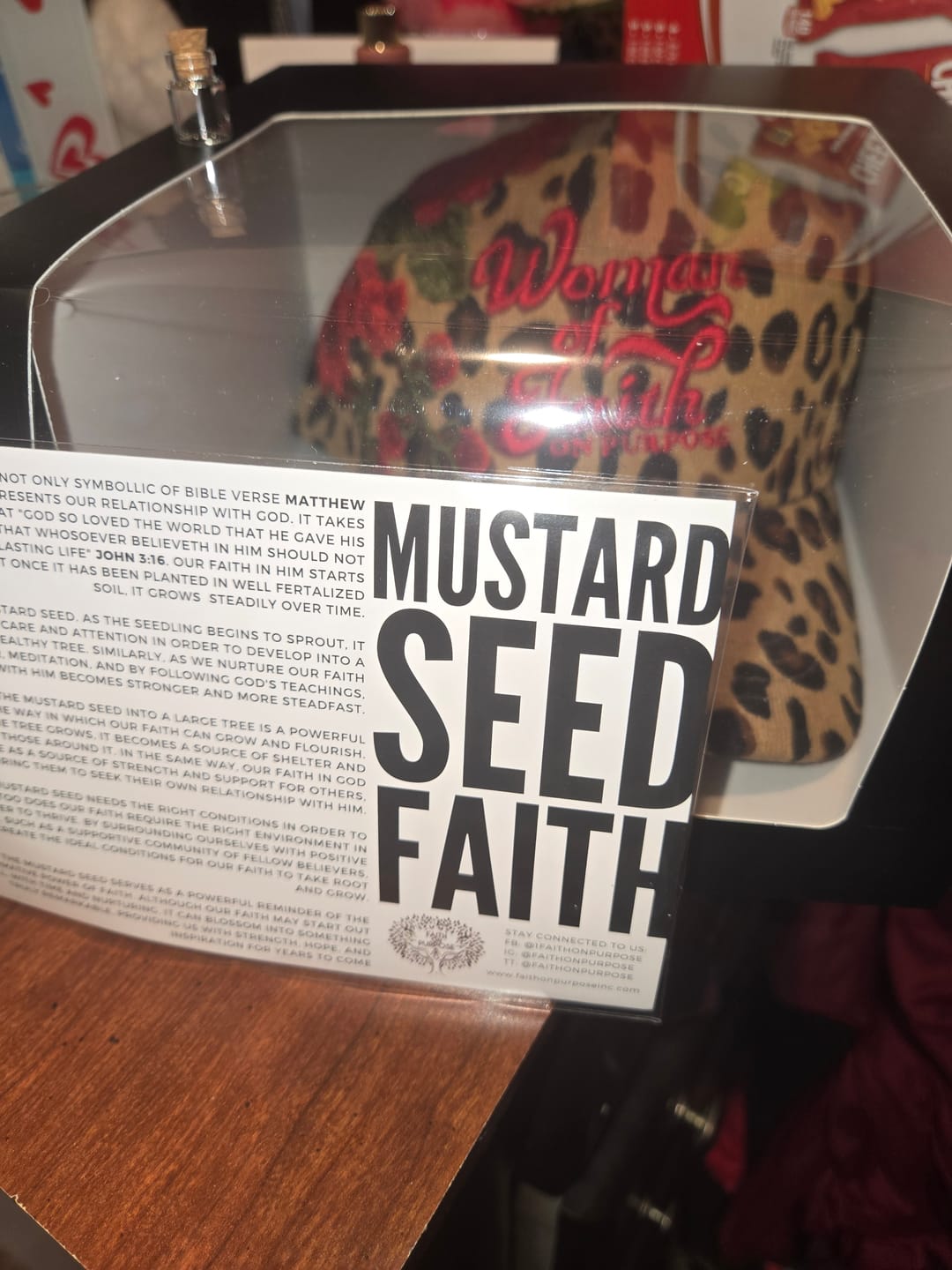 Customer photo review of Woman Of Faith On Purpose Floral Hat | Leopard