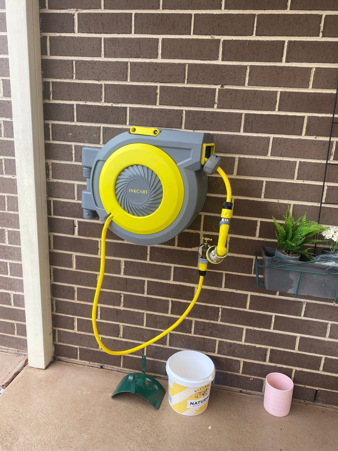 Customer photo review of 30m Retractable Garden Hose Reel.. Fully Installed