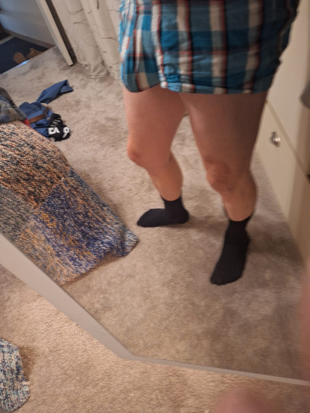 Customer photo review of Mens Plaid Front Pouch Boxer Shorts