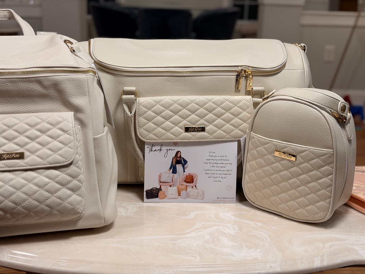 Customer photo review of Weekender Travel Bag | Pearl White