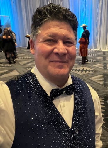 Customer photo review of Tie2you Blue Rhinestone Solid Velvet V-Neck Mens Vest Bowtie Set