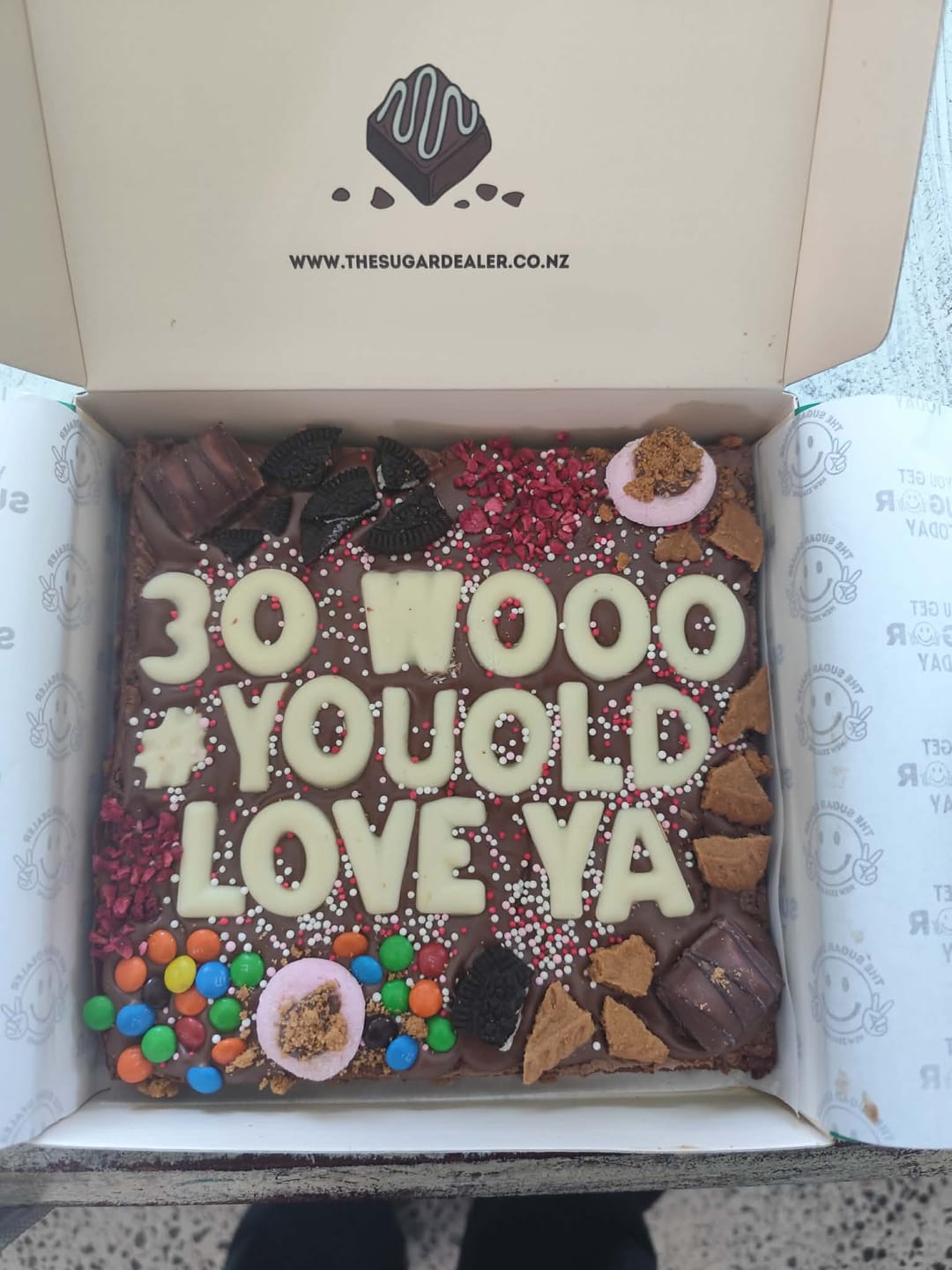 Customer photo review of Custom message loaded brownie