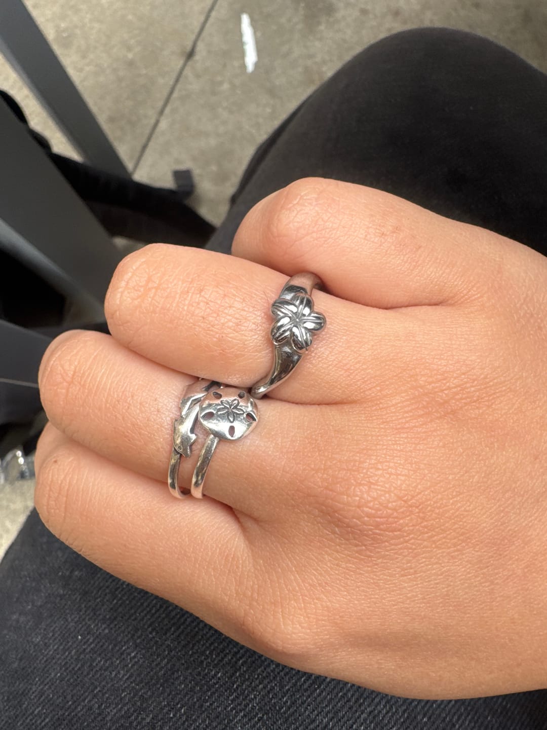 Customer photo review of Cowrie Plumeria Ring