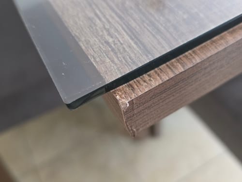 Customer photo review of Juego de Comedor Mesa con Encimera de Madera y 6 Sillas Marrón/Silver Renata