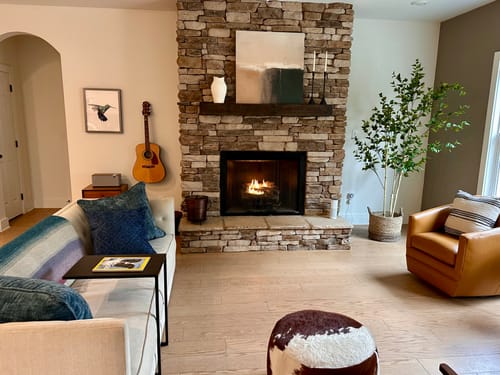 Customer photo review of Earthy Cliffs Abstract Canvas Art