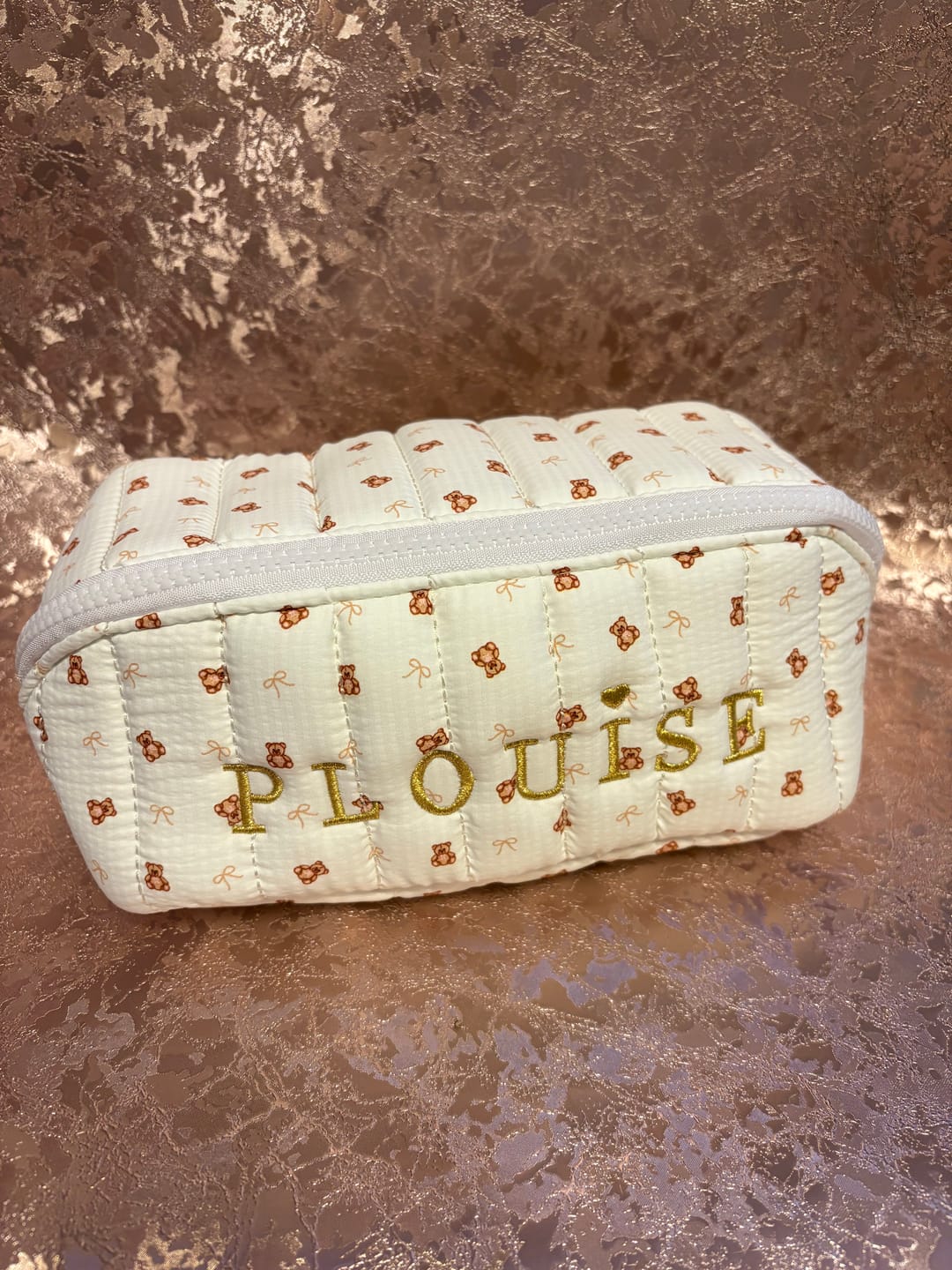 Customer photo review of The Softest Touch Teddy Bear Skincare & Makeup Bag
