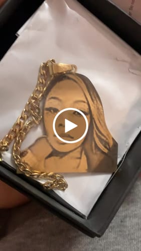 Customer video review of Custom Logo Engraved Photo Pendant Necklace