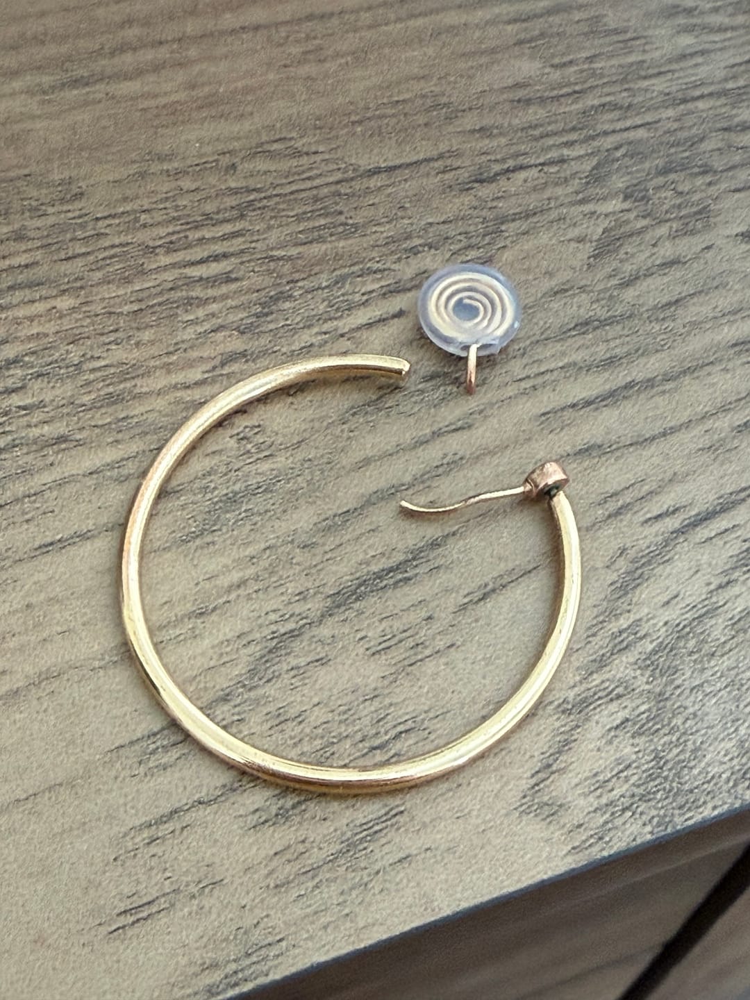 Customer photo review of Large Thin Hoop Clip On Earrings in Gold