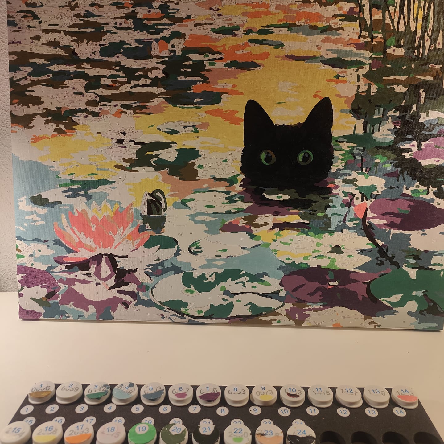 Customer photo review of A Water lilies cat | Paint by Number