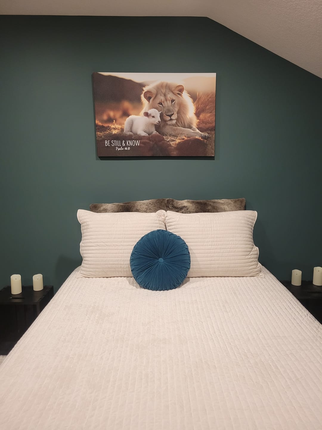 Customer photo review of Lion and Lamb, Be Still and Know Psalm 46:10, Wall Art Canvas Print