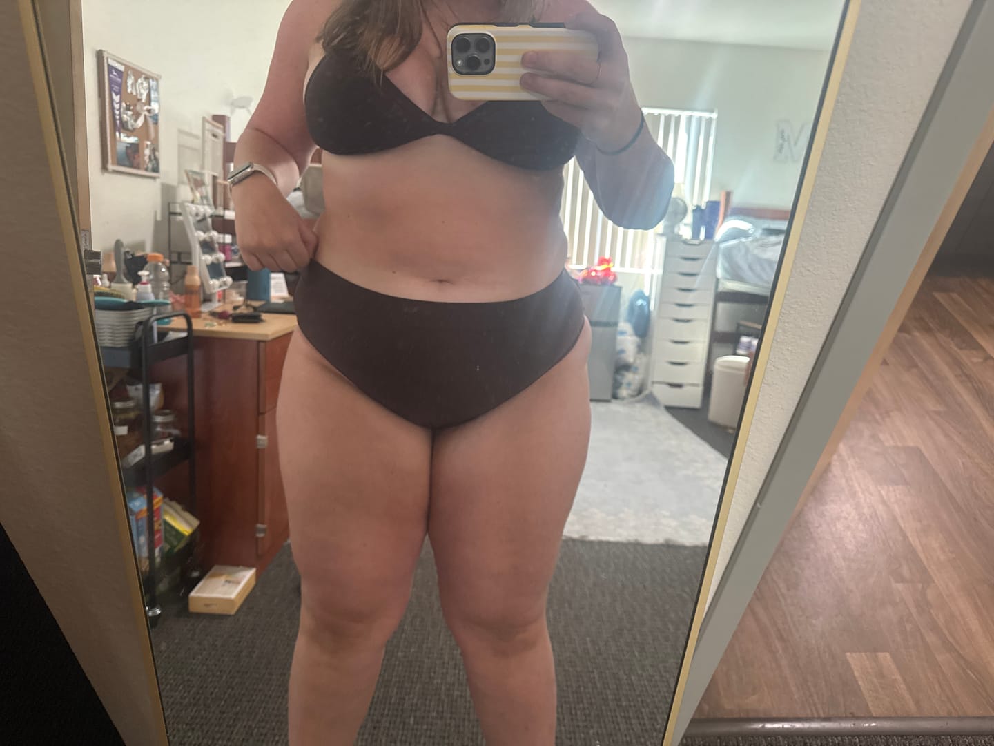 Customer photo review of MOLLY Cacao Full Coverage High Rise Bikini Bottom